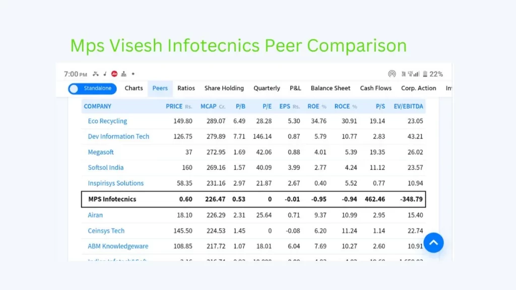 Mps Visesh Infotecnics Peer Comparison 